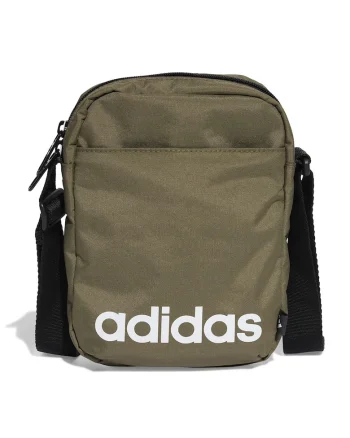 Geanta crossbody cu logo contrastant Linear, Alb/Verde masliniu