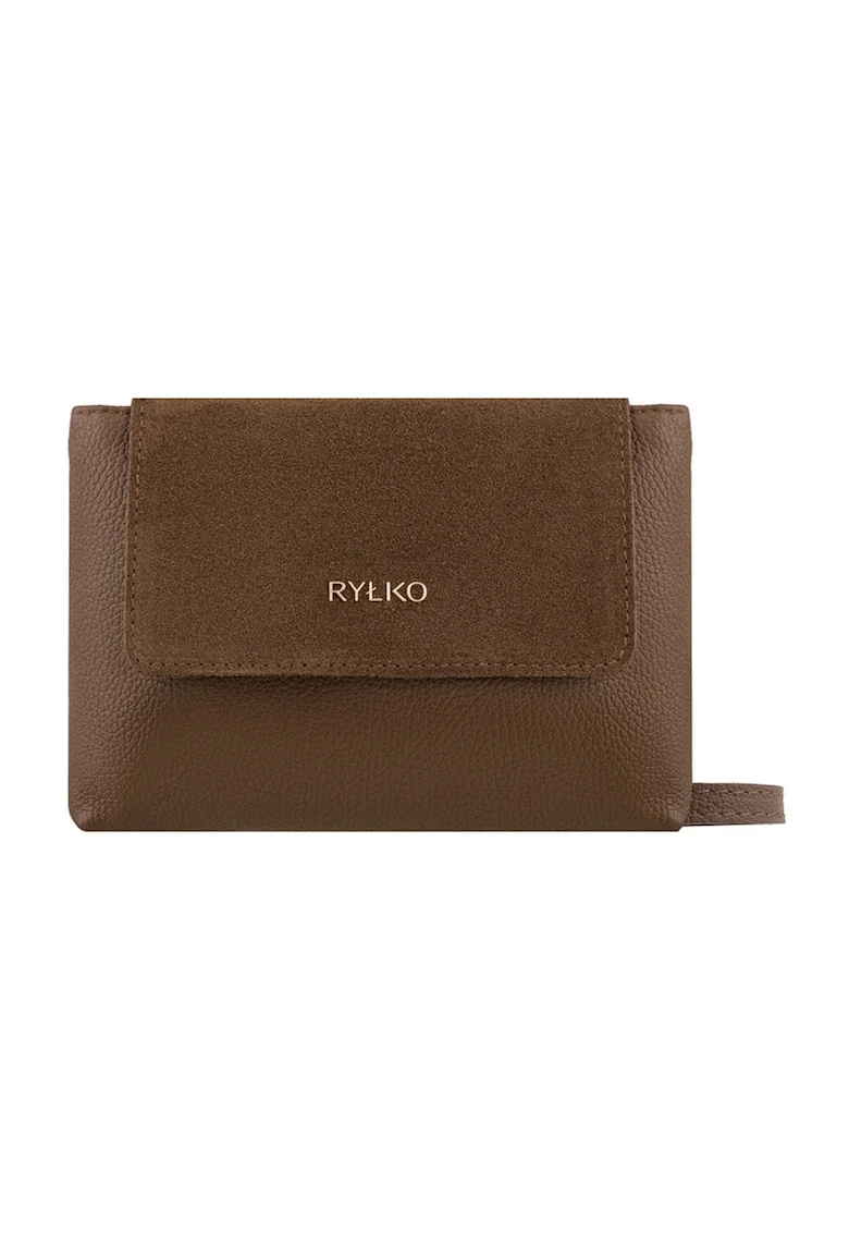 Geanta crossbody de piele, Maro inchis