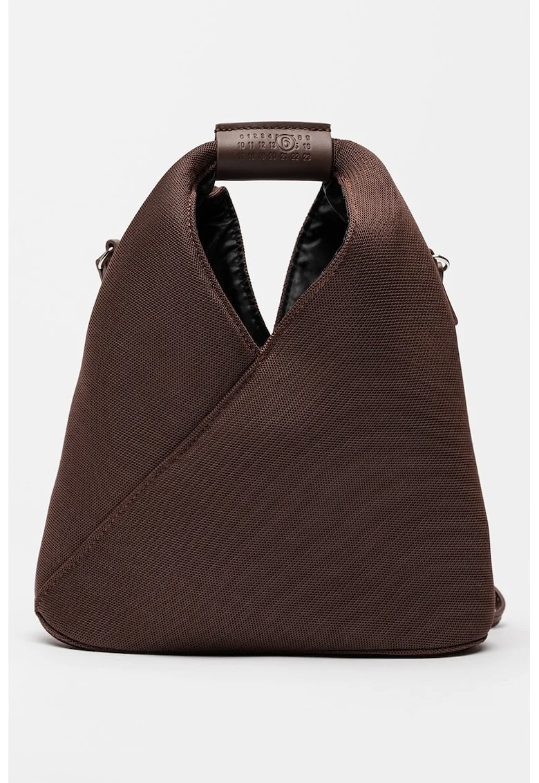 Geanta crossbody din material textil cu bareta ajustabila, Maro inchis
