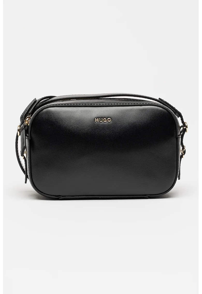 Geanta crossbody din piele ecologica cu aplicatie logo metalica Syndra, Negru
