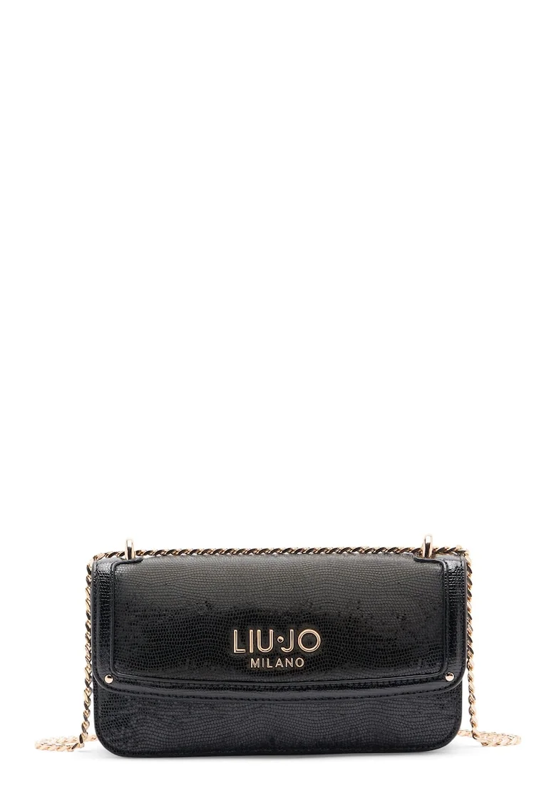 Geanta crossbody din piele ecologica cu bareta din lant, Negru