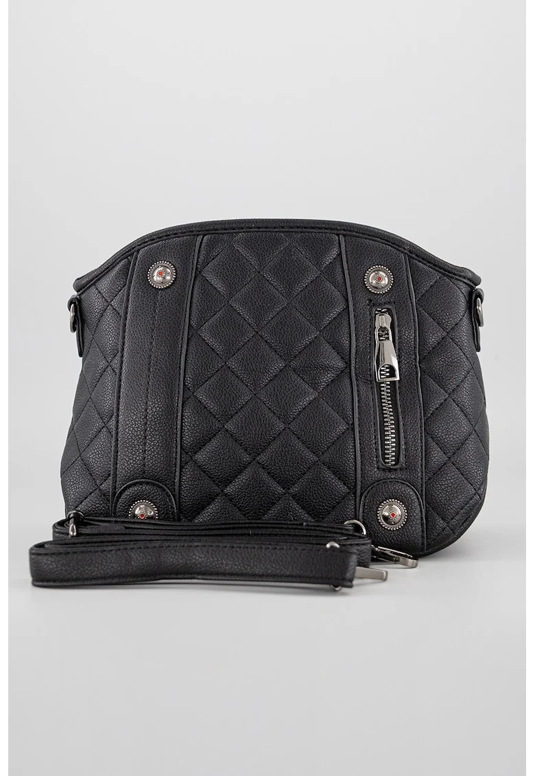 Geanta crossbody de piele ecologica cu bareta detasabila, Negru