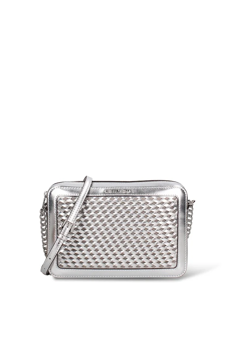 Geanta crossbody de piele ecologica cu aspect metalizat Solara Chic, Argintiu
