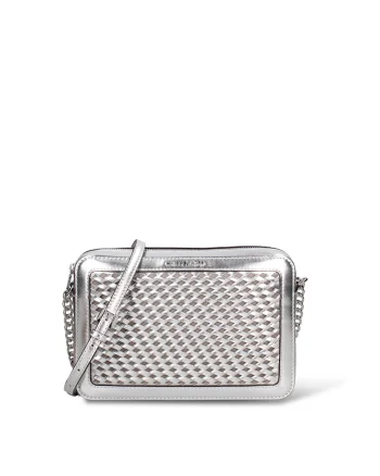 Geanta crossbody de piele ecologica cu aspect metalizat Solara Chic, Argintiu