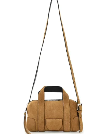 Geanta crossbody de piele intoarsa, Maro camel