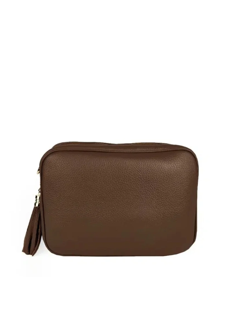 Crossbody dama din piele naturala  Medeea, Maro, 27 x 20 x 11 cm