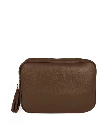 Crossbody dama din piele naturala  Medeea, Maro, 27 x 20 x 11 cm