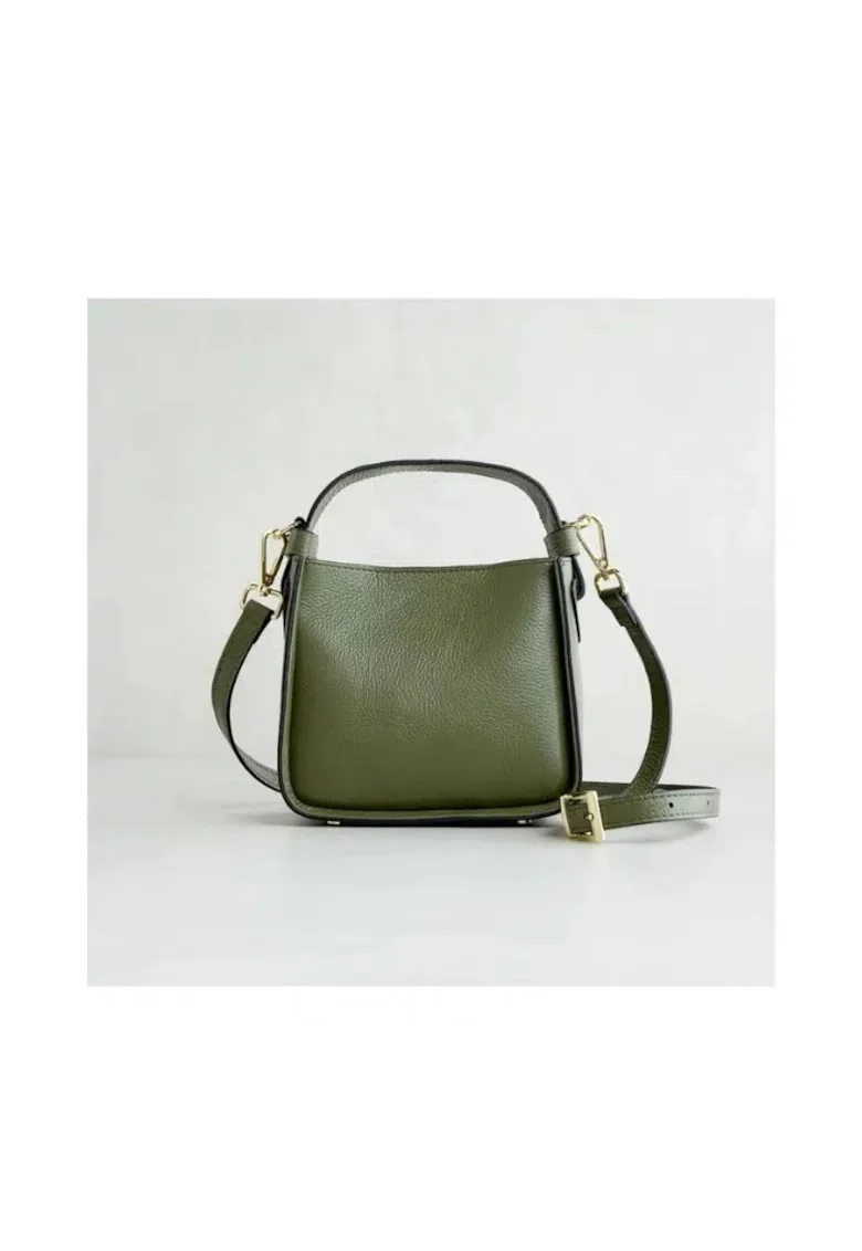 Crossbody dama din piele naturala  Corina, Verde masliniu