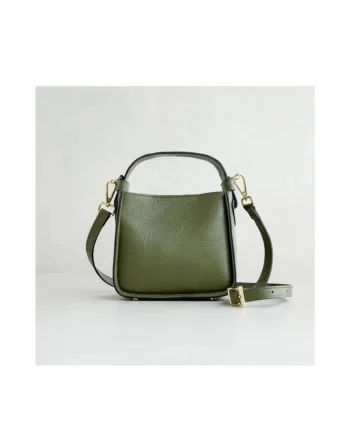 Crossbody dama din piele naturala  Corina, Verde masliniu