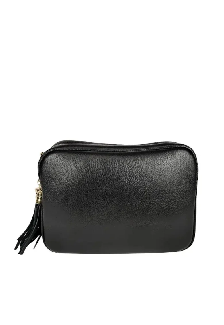 Crossbody dama din piele naturala  Medeea, Negru, 27 x 20 x 11 cm