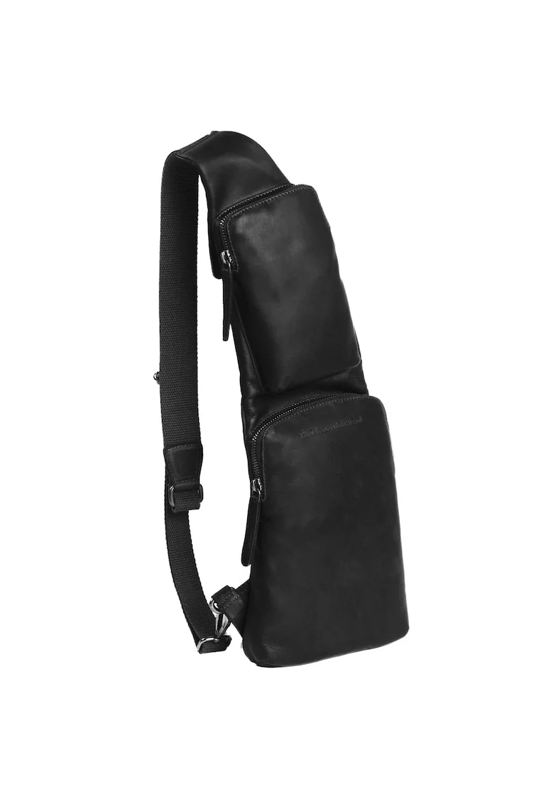 Geanta crossbody barbati piele naturala, 4 litri, Logan,, Negru