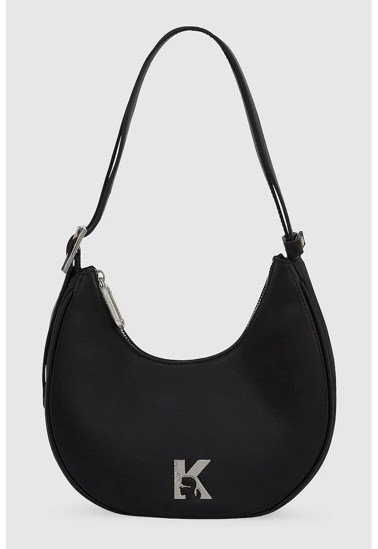 Geanta crossbody cu detaliu monogramja, Negru