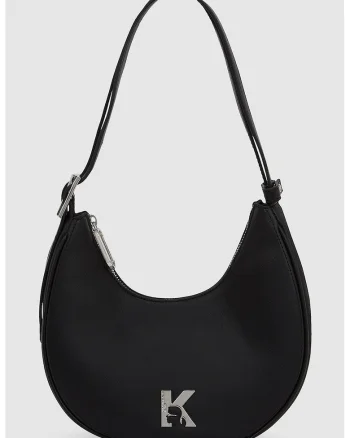 Geanta crossbody cu detaliu monogramja, Negru