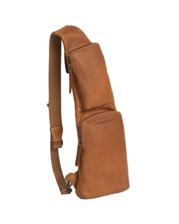 Geanta crossbody barbati piele naturala, 4 litri, Logan,, Coniac