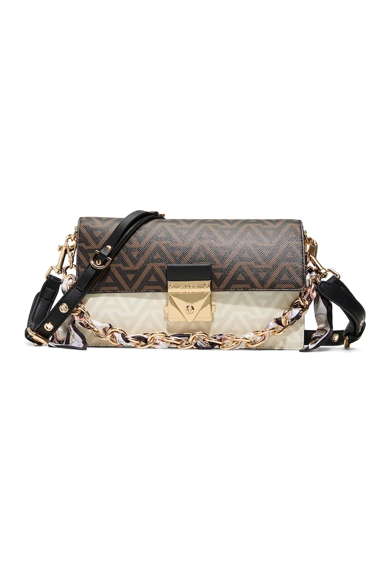 Geanta crossbody cu model Gedia, Maro inchis/Negru/Crem