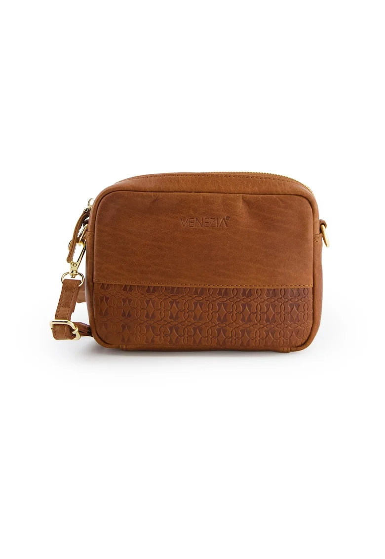 Geanta crossbody din piele cu fermoar