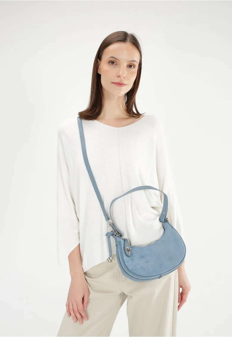 Geanta crossbody din piele intoarsa si curea detasabila