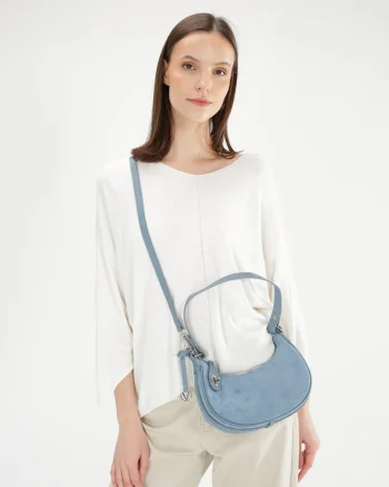 Geanta crossbody din piele intoarsa si curea detasabila