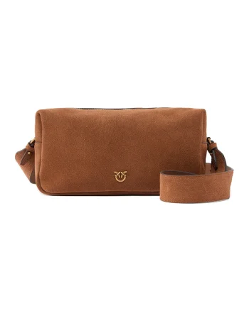 Geanta crossbody de piele intoarsa, Caramel