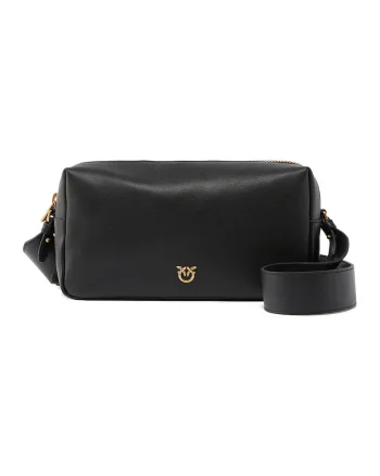 Geanta crossbody uni de piele, Negru