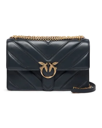 Geanta crossbody de piele cu logo metalic, Negru