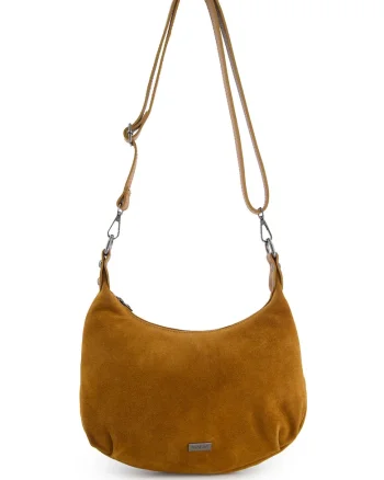 Geanta crossbody din piele intoarsa cu bareta detasabila