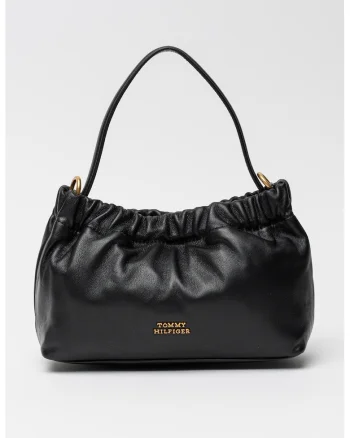 Geanta crossbody uni de piele, Negru