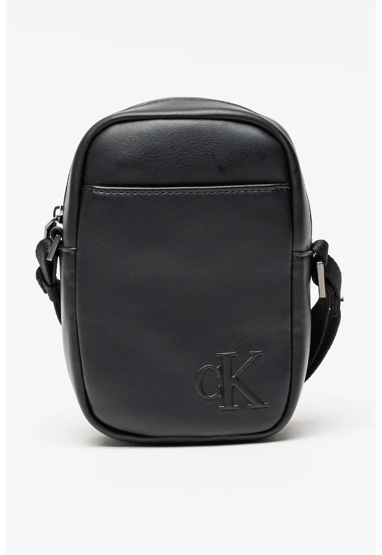 Geanta crossbody de piele ecologica cu fermoar, Negru