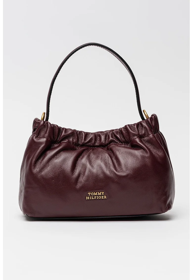 Geanta crossbody uni de piele, Rosu inchis