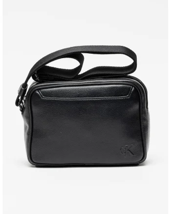 Geanta crossbody de piele ecologica cu bareta cu logo, Negru