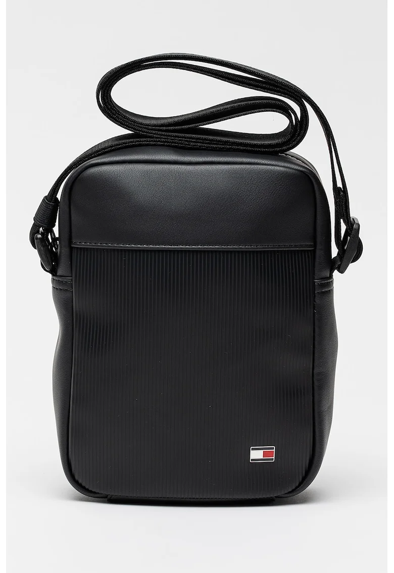 Geanta crossbody de piele ecologica Flag Mini, Negru