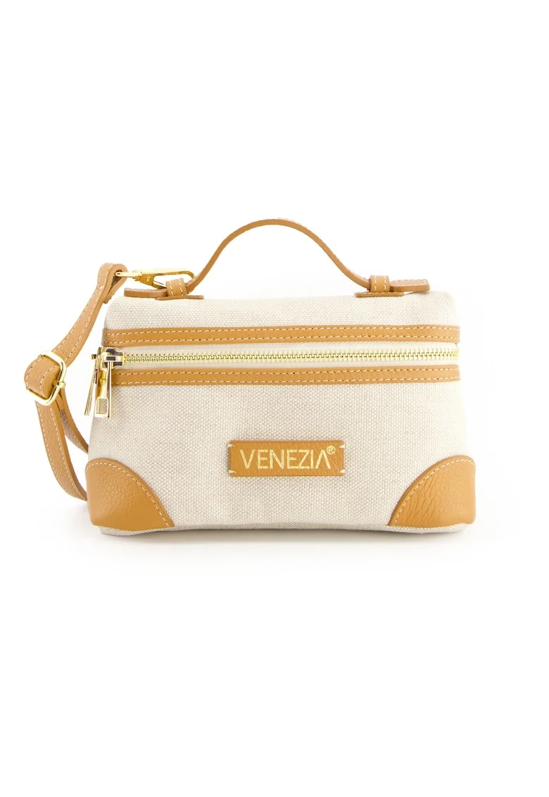 Geanta crossbody material textil si piele