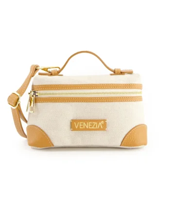 Geanta crossbody material textil si piele