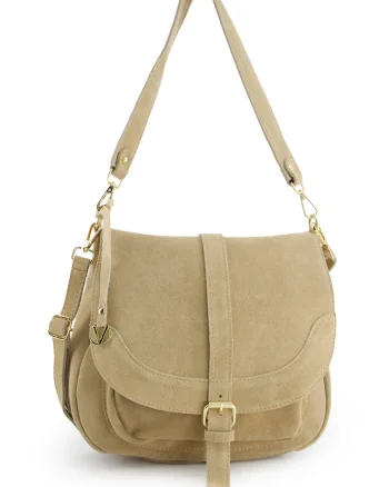 Geanta crossbody din piele intoarsa