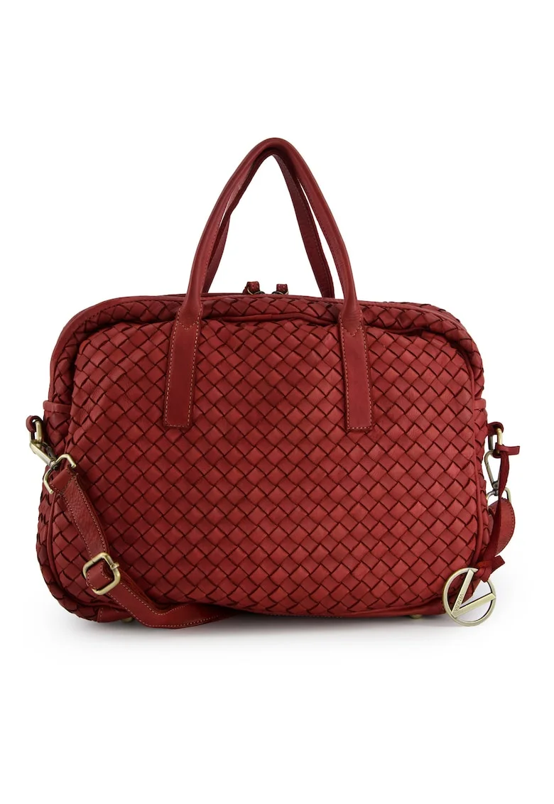 Geanta crossbody din piele cu aspect impletit