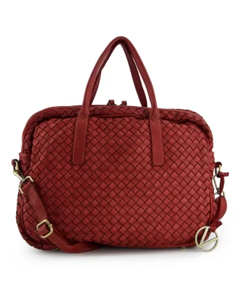 Geanta crossbody din piele cu aspect impletit