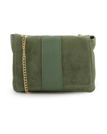 Geanta crossbody din piele intoarsa cu lant