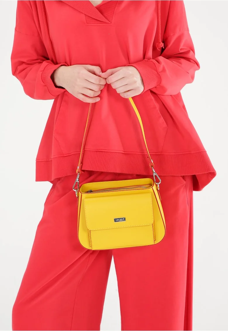 Geanta crossbody piele naturala cu buzunar frontal