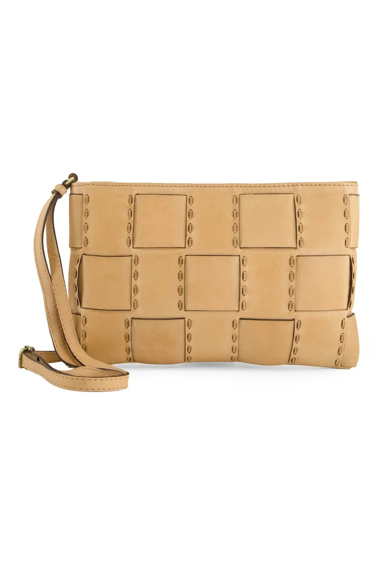 Geanta crossbody din piele naturala si bereta reglabila