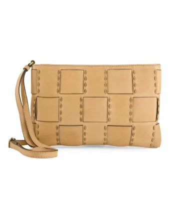 Geanta crossbody din piele naturala si bereta reglabila