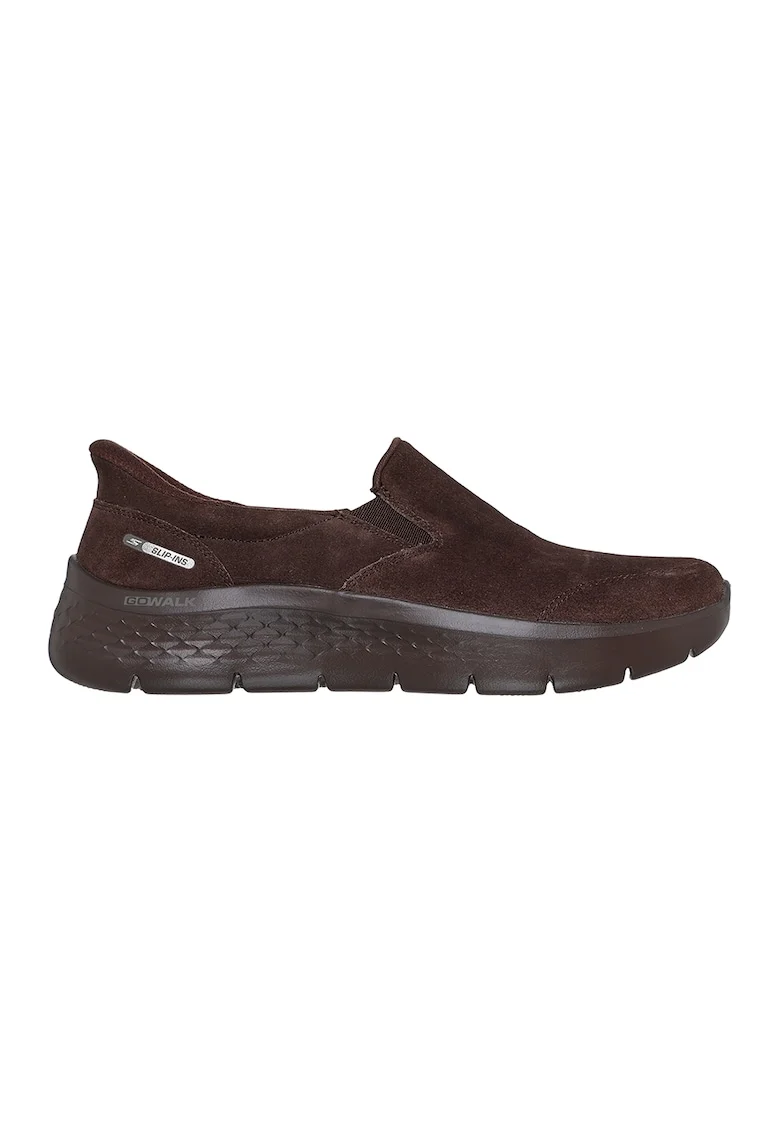 Pantofi sport slip-ins Go Walk Flex- Rue din piele intoarsa, Maro inchis