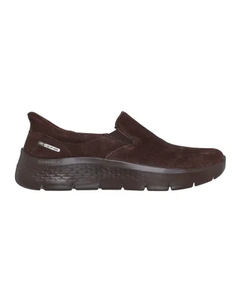 Pantofi sport slip-ins Go Walk Flex- Rue din piele intoarsa, Maro inchis