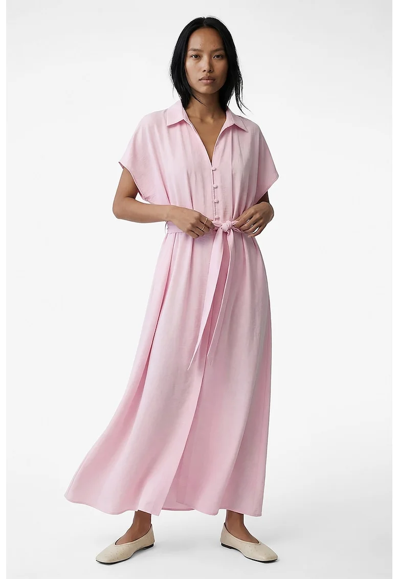 Rochie maxi cu croiala evazata, Roz