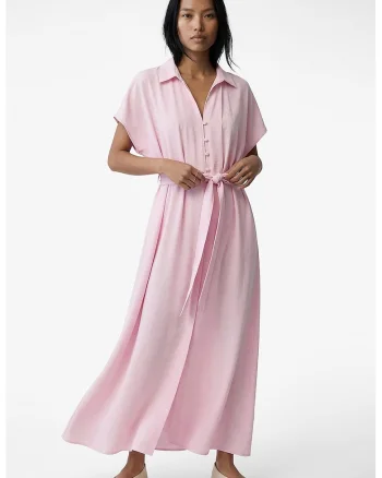 Rochie maxi cu croiala evazata, Roz