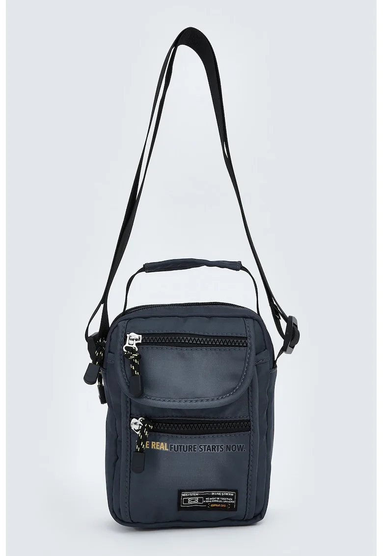 Geanta crossbody cu buzunare multiple, Gri antracit