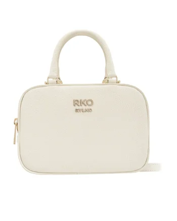 Geanta din piele cu maner si bareta crossbody, Bej deschis