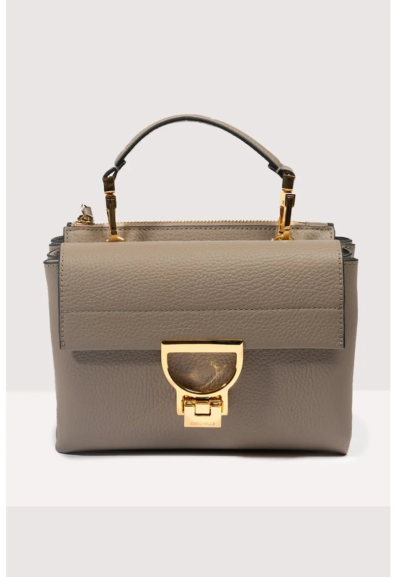 Geanta crossbody de piele cu bareta de umar Arlettis Signature, Maro fango