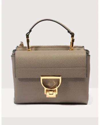 Geanta crossbody de piele cu bareta de umar Arlettis Signature, Maro fango