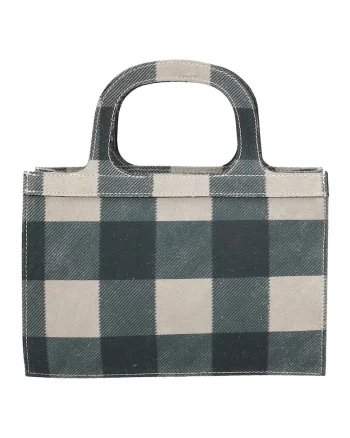 Geanta crossbody de piele intoarsa in carouri, Gri deschis