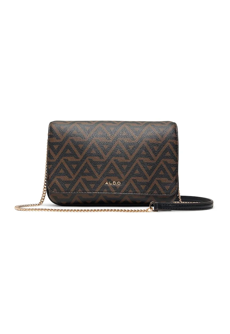 Geanta crossbody din piele ecologica Riverly, Maro inchis/Negru